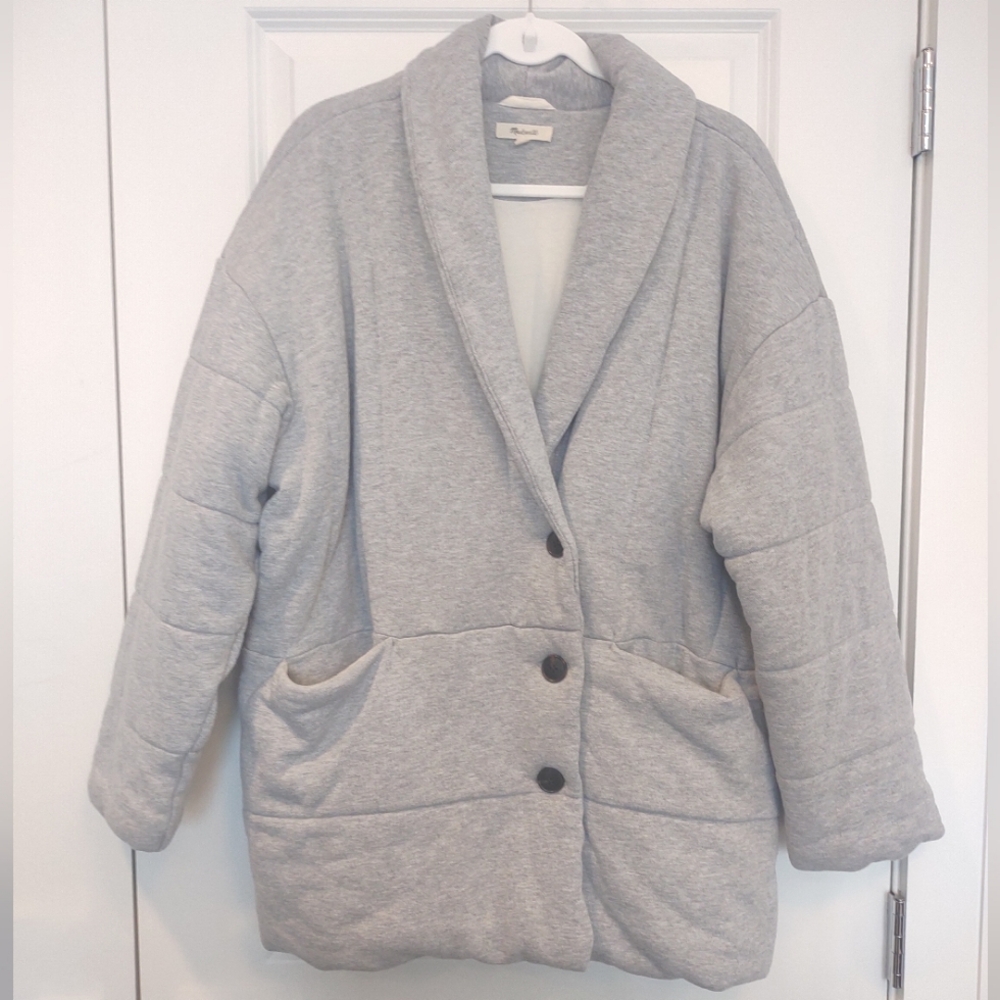 Madewell Shawl Collar Puffer Jacket - Gray Heather - XL - Picture 1 of 10